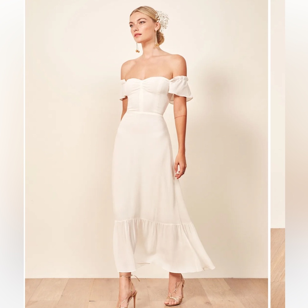 Reformation cream butterfly dress
